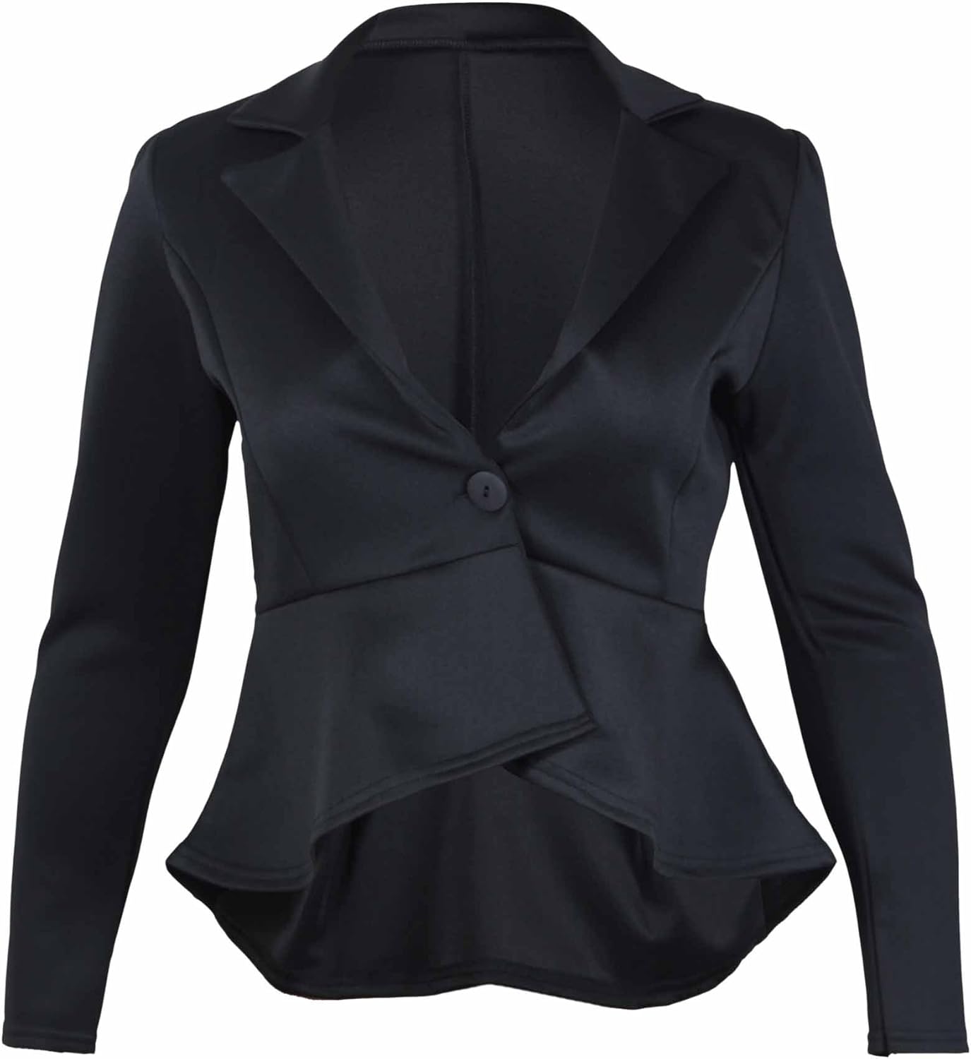 Womens New Peplum Frill Fitted Jackets Ladies Long Sleeve Flared Slim