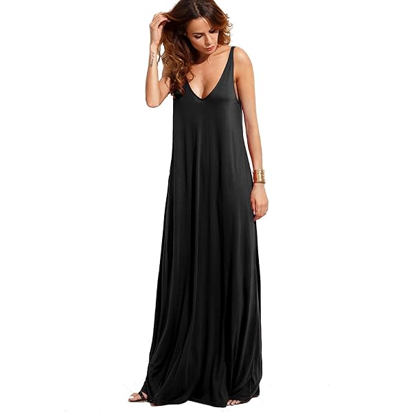 Women's Polka Dots Maxi Dress Sleeveless Wide Strap V Neck Backless Slim  Fit Long Dress Casual Wear (Black, S) at Amazon Women's Clothing store