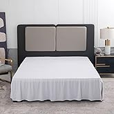 TSUTOMI Bed Skirt Queen Size Ruffled Bed Skirt with Split Corners, 14 Inch Drop Dust Ruffle Bed Skirts with Platform, Gathered Style, 100% Microfiber, White