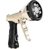 RAINPOINT Garden Hose Nozzle, 9 Spray Patterns Hose Sprayer Nozzle, Heavy Duty Metal Water Hose Nozzle, Adjustable Hand Sprayer, Watering Plants and Lawn, Pet Showering (Nozzle, Gray)