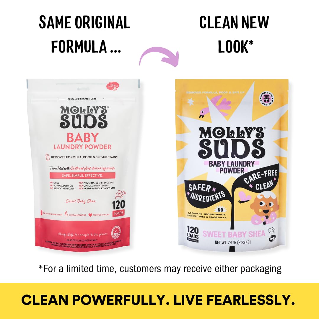 Molly's Suds Baby Laundry Detergent Powder | Removes Formula, Poop & Spit-Up Stains | Extra Gentle for Newborns (Sweet Baby Shea)
