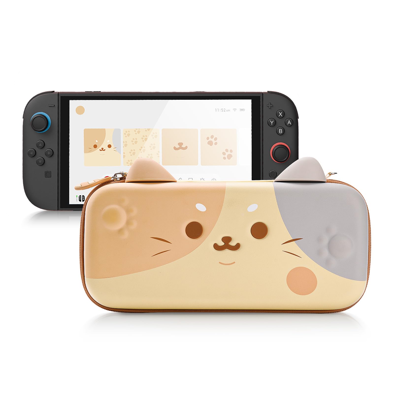 Photo 1 of GeekShare Carrying Case Compatible with Switch 2 (2025) 7.9 Inch, Large Capacity Hard Shell Travel Case with 12 Game Card Slots for Switch 2 Console and Accessories, Tricolor Cat
