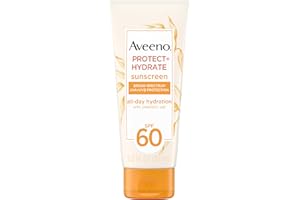 Aveeno Protect + Hydrate Moisturizing Body Sunscreen Lotion, SPF60 Broad Spectrum & Prebiotic Oat, Oil-, Oxybenzone- & Paraben-Free, Water & Sweat Resistant (80-min), Non-Greasy, Travel Size 3.0 Fl Oz
