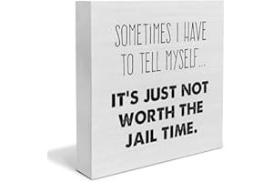 YIDOU Country Sarcastic Wood Box Sign Decor Desk Sign Sometimes I Have to Tell Myself Wooden Box Block Sign Rustic Home Office Dorm Shelf Wall Decoration