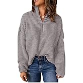EVALESS Quarter Zip Sweaters for Women Waffle Kint Long Sleeve Pullover Sweater Business Casual Outfits