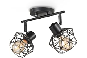 Lightess Black Wall Sconces with ON/Off Switch Dimmer, 2-Head Vintage Wall Light Adjustable Bathroom Spotlight Over Mirror, LG9933948
