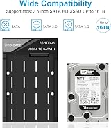 RSHTECH Hard Drive Enclosure USB 3.0 SATA HDD/SSD Caddy 2.5" 3.5" Up to 16TB view 2