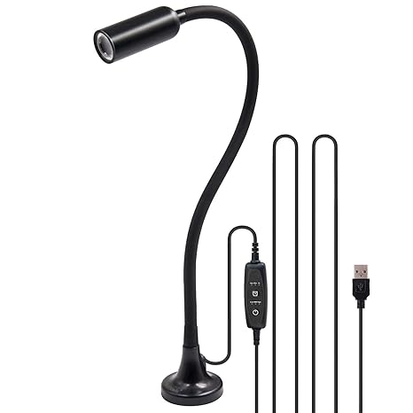 USB LED Schwanenhals Strahler Lampe Arbeitslampe Inspektionsleuchte Dimmbar mit Magnetfuß 3W COB LED mit Länge 3 Meter USB Ne