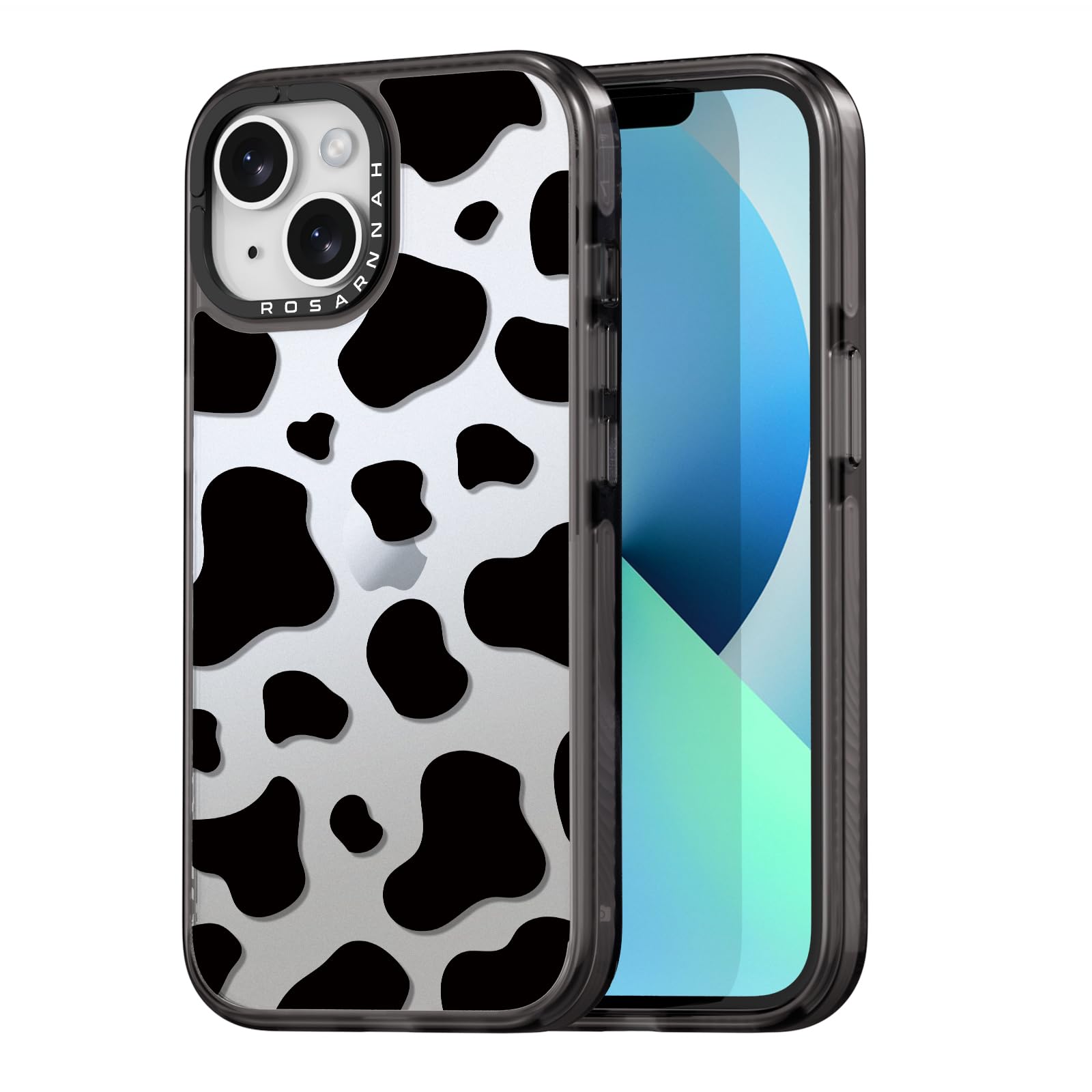 Rosarnnah Compatible for iPhone 13 Case Cute - Durable Shockproof 6.6 ft Drop Impact Phone Case - Black Funny Milk Cow Print Design for iPhone 13 6.1"