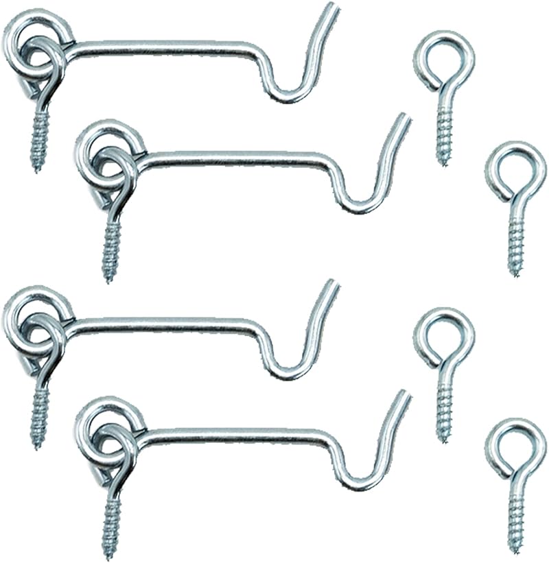 SZXMDKH 2 Inch Cabin Hook Set 4 Pack Galvanized Iron Door Window Latch Silver