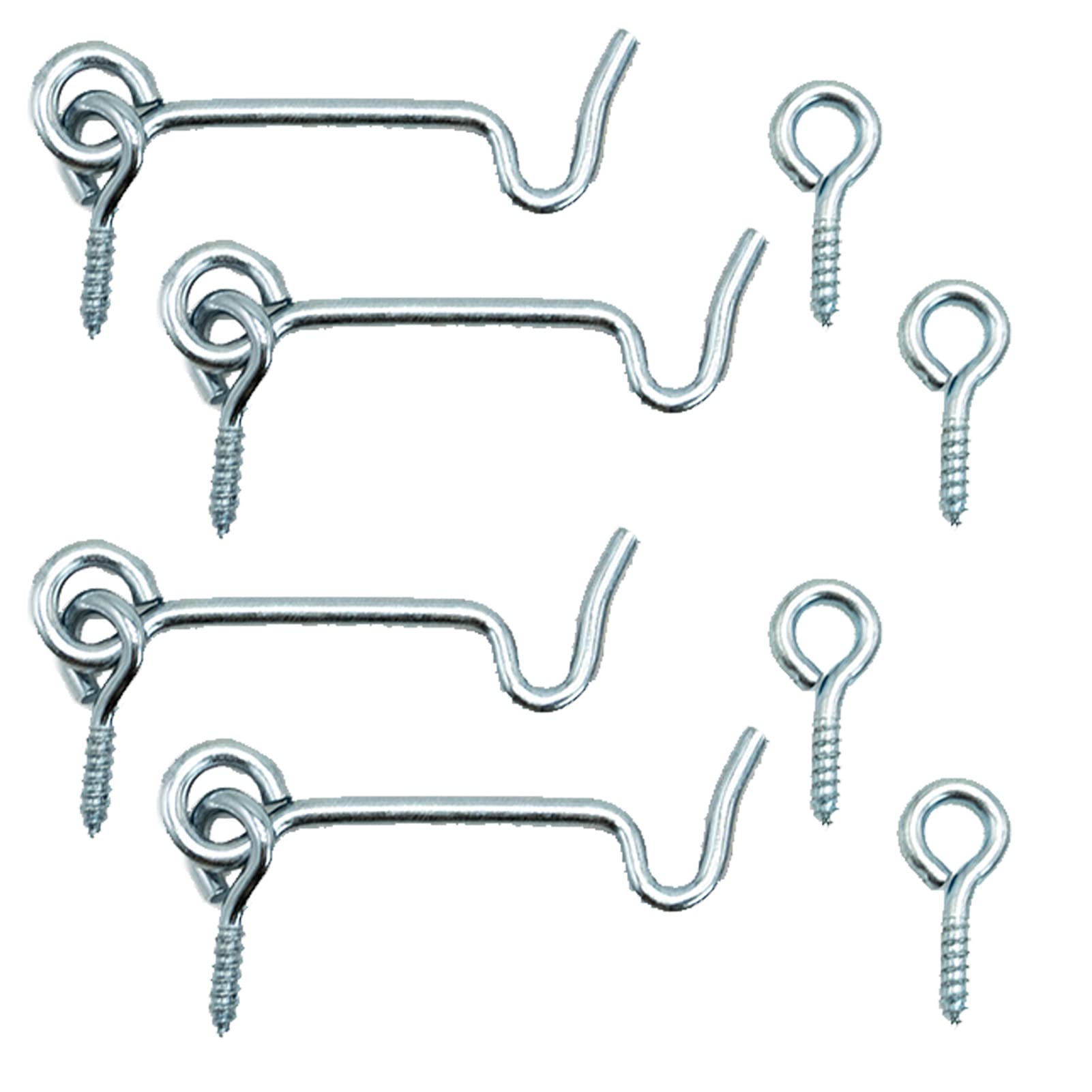 SZXMDKH 2 Inch Cabin Hook, Eye Latch Hook Door Lock Plating Finish for Gate Shutters Window Slide Barn Door 4 Pack Silver