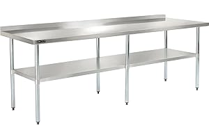 Nexel WB9630BSS Stainless Steel Worktable with Backsplash, 96"W x 30"D x 35"H