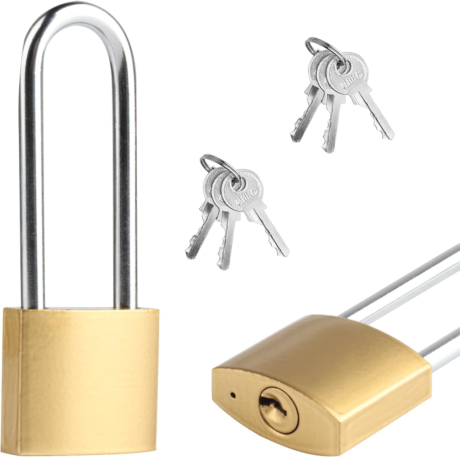 Photo 1 of 1-Pack Keyed Padlock, Waterproof and Rustproof, Solid Brass Lock with 1-1/4" Wide Body, Padlock with Keys for Storage Unit, Sheds, Garages and Fence