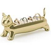 Umbra Ali Cat Ring Holder, Jewelry Storage, Holds 9 Rings, Gold | Metal construction, velvet padded base, scratch protection, gift for holidays, birthdays and more