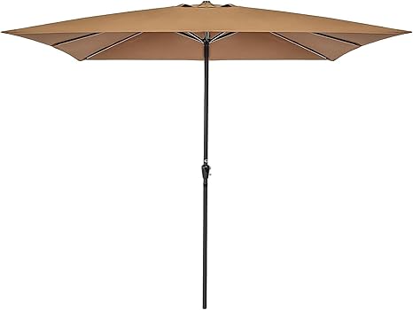 Amazon Com Best Choice Products 8x11ft Rectangular Patio Market Umbrella W Rust Resistant Frame Hand Crank Fade Resistant 210g Polyester Fabric And Wind Vent Tan Garden Outdoor