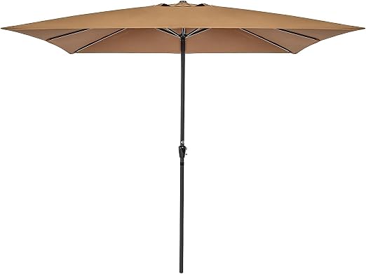 Amazon Com Best Choice Products 8x11ft Rectangular Patio Market Umbrella W Rust Resistant Frame Hand Crank Fade Resistant 210g Polyester Fabric And Wind Vent Tan Garden Outdoor