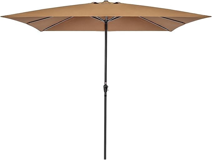 Amazon Com Best Choice Products 8x11ft Rectangular Patio Market Umbrella W Rust Resistant Frame Hand Crank Fade Resistant 210g Polyester Fabric And Wind Vent Tan Garden Outdoor
