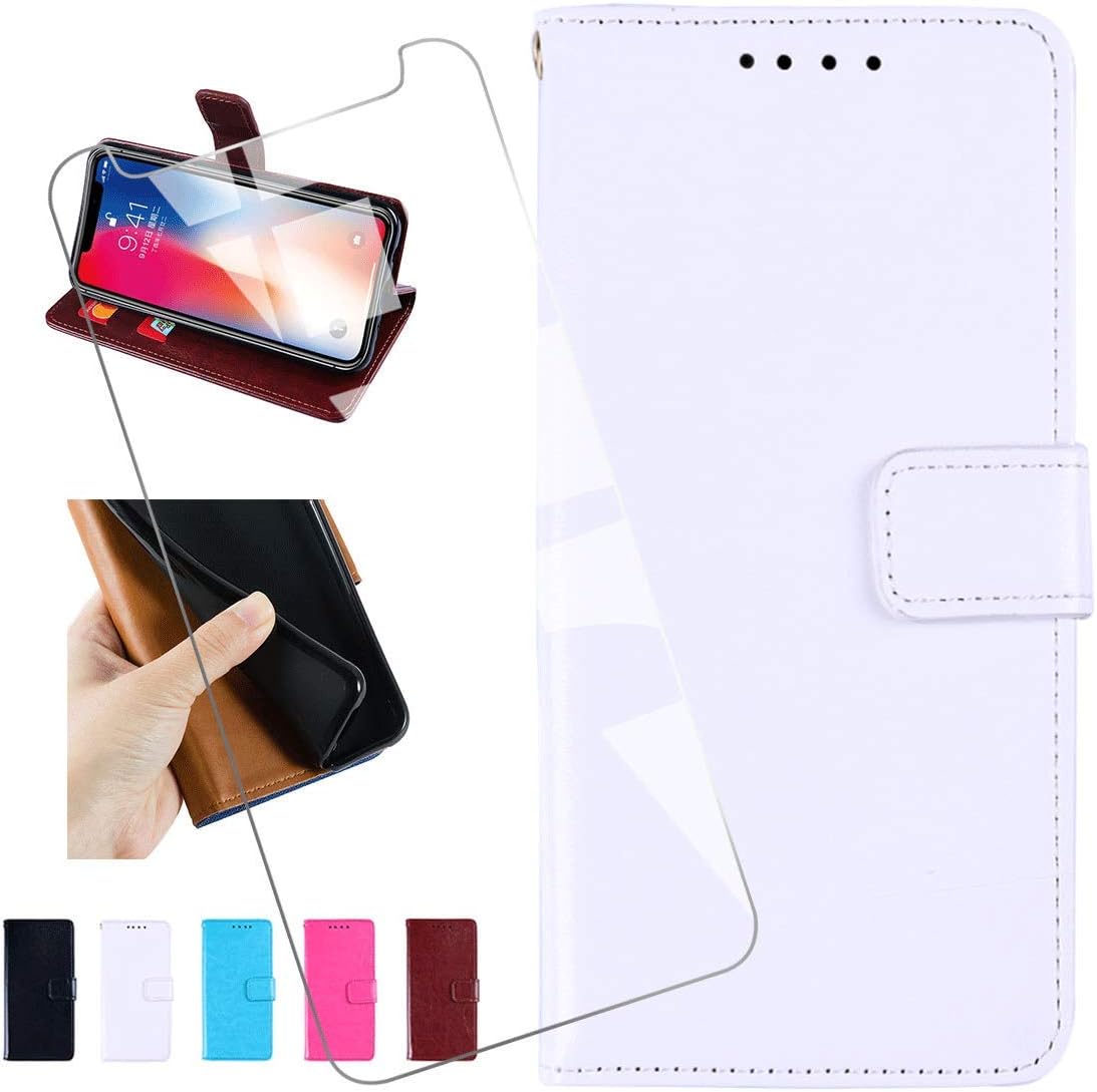 KJYF Wallet Case + Tempered Glass Screen Protector for Nokia 2.3 (6.20"), Flip Shell PU Leather Phone Cover Protective Compatible with for Nokia 2.3 (6.20").