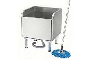 Stainless Steel Mop Sink Freestanding Floor Service Basin,Utility Commercial Sink Single Bowl with Drainage/Strainer for Laun