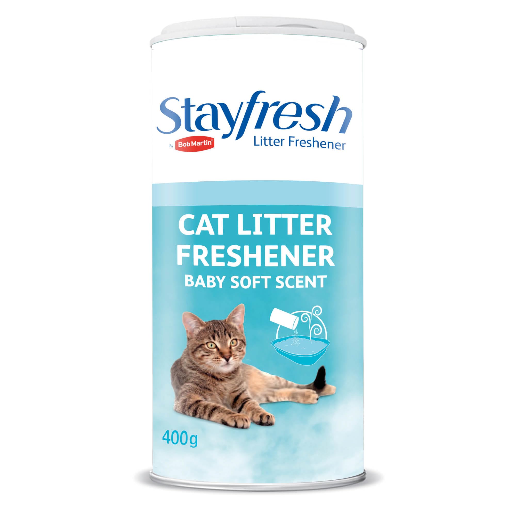Bob Martin Cat Litter Freshener Powder, Baby Soft Scent - Effective Odour Control for Longer Lasting Freshness, Made in the UK (400g) (Packaging can vary)