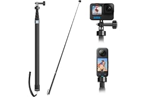 REYGEAK Extension Selfie Stick Long Pole Invisible (300cm/118inch), Light Carbon Fiber Extension Monopod for Go Pro Max Hero 12 11 10 9 8 7 6 One X2 X3 RS Go 3 DJI Action 4 3 Accessories