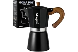 MONGDIO Stovetop Espresso Maker Moka Pot, Cuban Coffee Maker Stove top coffee maker Moka Italian Espresso Greca Coffee Maker Brewer Percolator, 9 Espresso Cups, 15 oz - Black