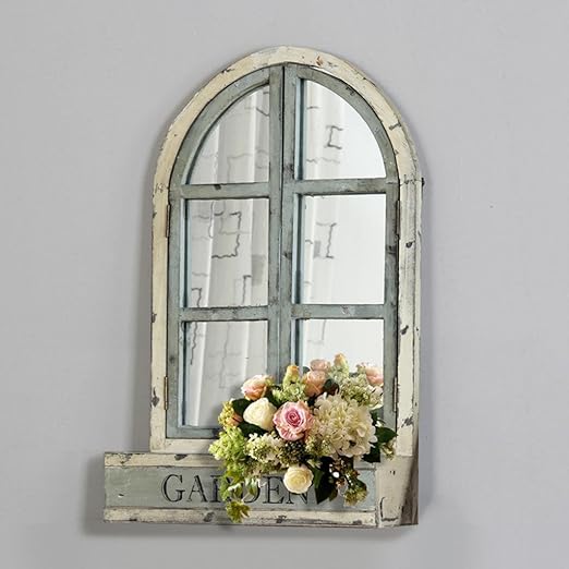 DZW Retro GefäLschte Fenster Mit Spiegel, EuropäIschen Garten