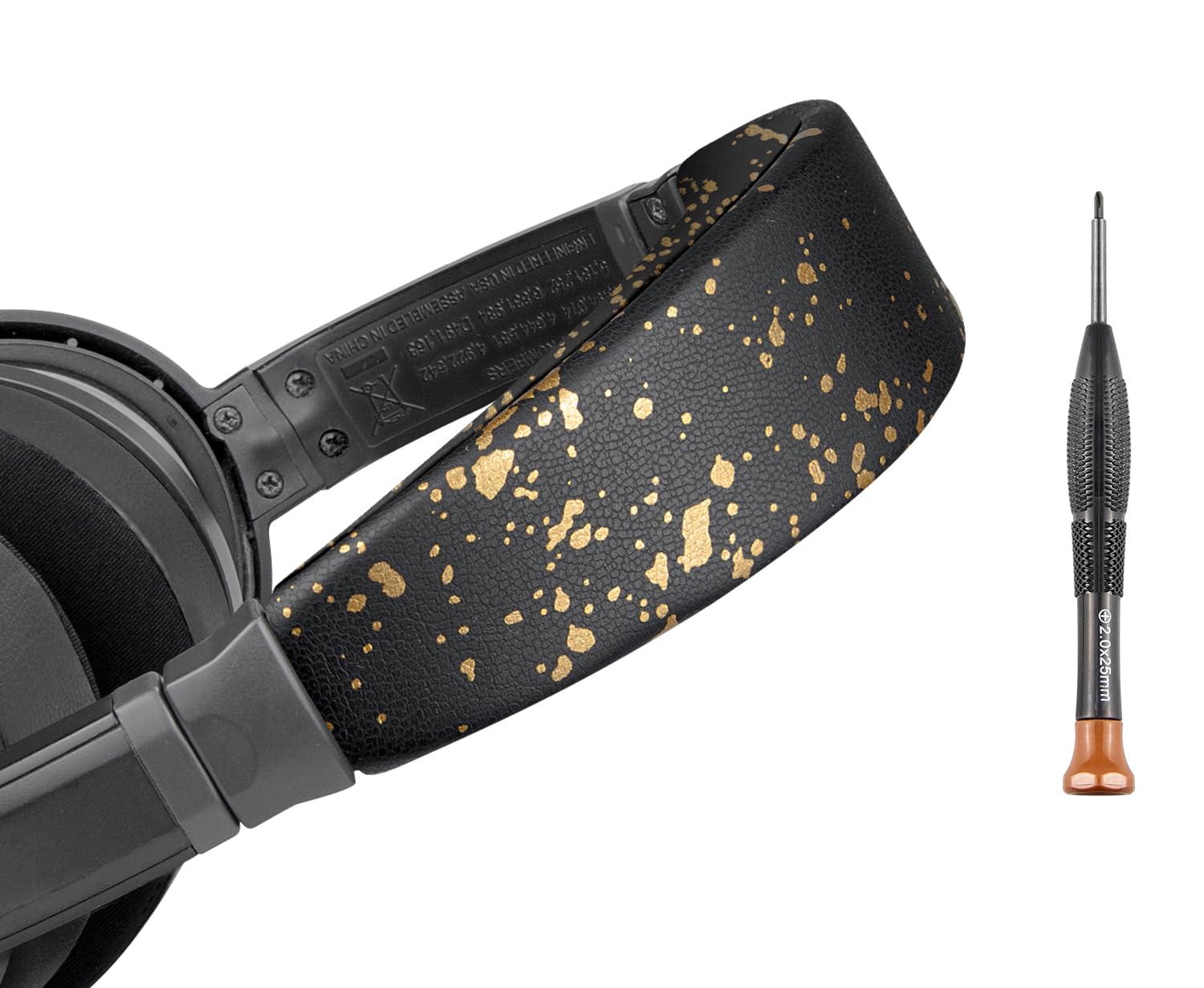 SOULWIT Replacement Headband Pad Kit for Bose QuietComfort 15(QC15)/QuietComfort 2(QC 2) Headphones, Easy DIY Installation - Black Gold