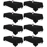 8 Packs Black Tablecloths 60x126 Inch Rectangular Table Cloths for 8 Foot Rectangle Tables, Wrinkle Resistant Washable Polyester Fabric Tablecloth for Dining Wedding Buffet Party Banquet