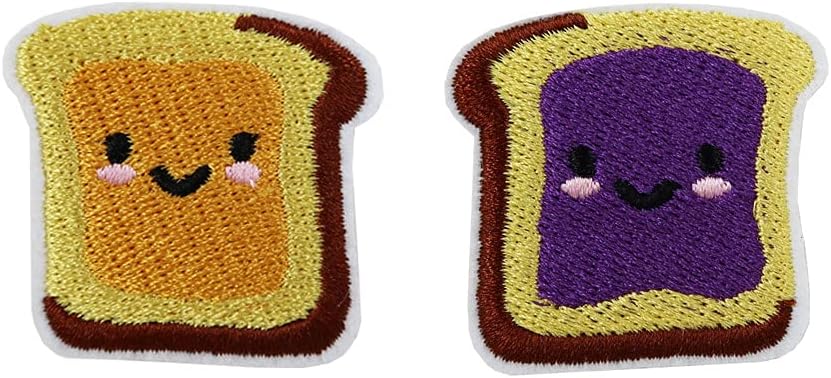 Mixed Media - Peanut Butter and Jelly Sandwiches Embroidered Iron On Patches