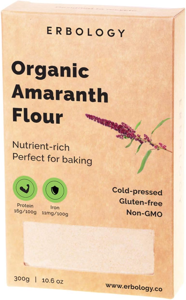 Erbology Organic Amaranth Flour 300g, Rich in Fibre, Protein and Minerals, Made from 100% Cold-Pressed Amaranth Grain - Image 3