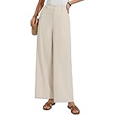 GRACE KARIN Womens Linen Pants, 2026 Wide Leg Elastic High Waist Palazzo Pants with Pockets, Business Casual Slacks