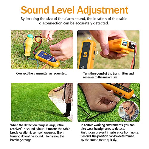 KOLSOL underground cable locator, wire tracer with earphone, cable tester for fence cables for dogs, irrigation control wires