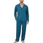 Marvmys Mens Pajama Set Soft Button Down Pajamas Long Sleeve Pjs Sleepwear Loungwear Comfy Sleep Sets with Pockets S-3XL