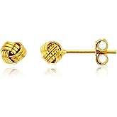 Solid 925 Sterling Silver 5mm Love Knot Stud Earrings | Gold Plated Classic Love Knot Twist | Hypoallergenic | Secure Friction Back Closure | High Polished Stud Earrings