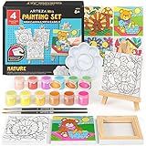 Arteza Kids Nature Painting Kit, 4 Canvases, 3 x 3