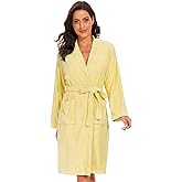 Vislivin Womens Lightweight Bathrobe Soft Kimono Robes Terry Cloth Bathrobe Knee Length Bath Gown