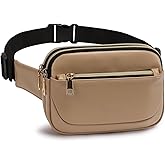TINYAT Fanny Pack for Women Belt Bag 3-Zipper Pocket Crossbody Waist Bag with Adjustable Strap PU Sling Purse Fashion Bum Bag