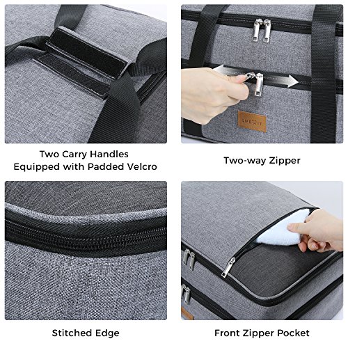 Lifewit Double Casserole Carrier Lasagna Lugger for Potluck Parties/Picnic/Beach, Thermal Lunch Bag Tote to Keep Food Hot/Cold, Grey