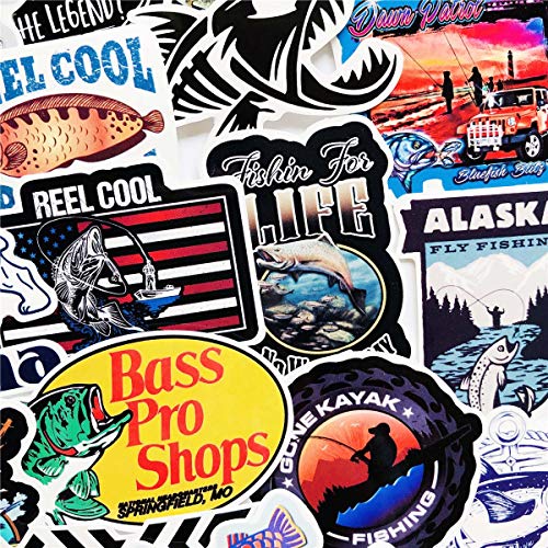 50PCS Fishing Stickers Waterproof Laptop Stickers Car Bicycle Suitcase Computer Water Bottle Mobile Phone Stickers Water Resistant Decals (Fishing) - Thumbnail 3