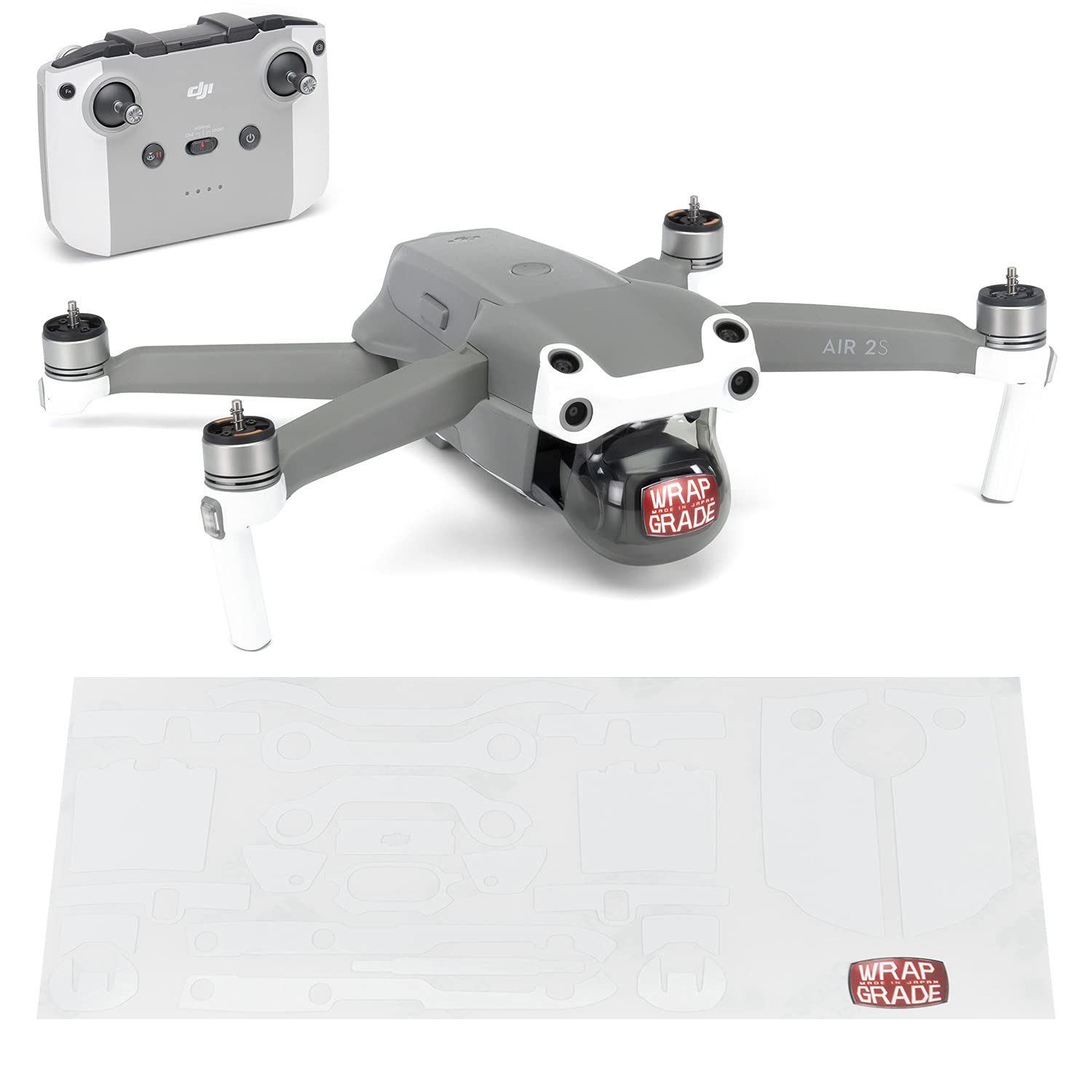 Wrapgrade Skin Compatible with DJI Air 2S | Accent Color A (RACING WHITE)