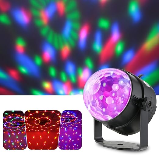 Lixada Bola Discoteca Luces RGB LED Mini Crystal Magic Bola Giratoria Efecto LED Escenario Luces Lixada Bola Discoteca Luces RGB LED Mini Crystal Magic Bola Giratoria Efecto LED Escenario Luces