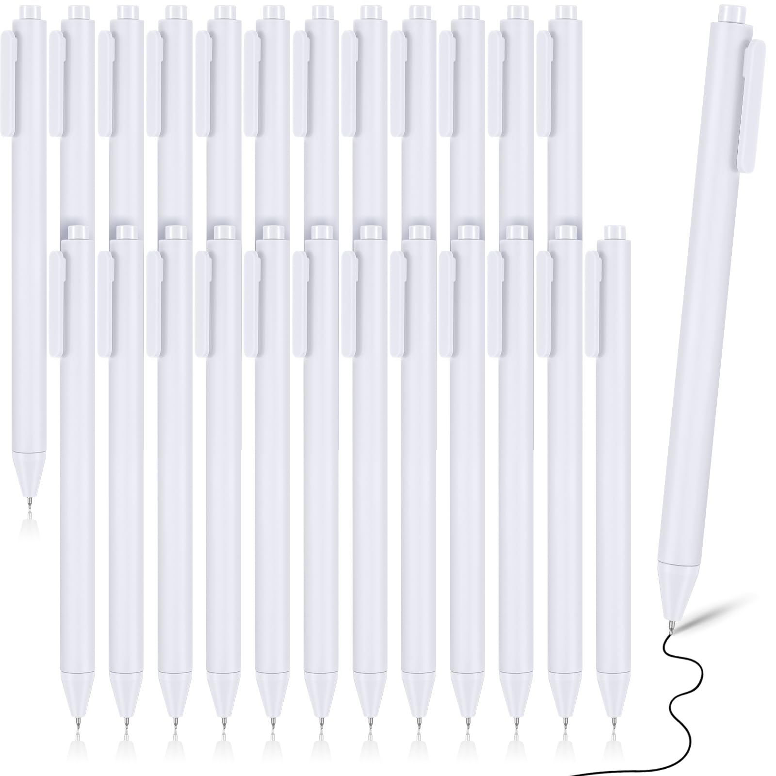 Photo 1 of Cholemy 24 Pack Retractable Pens Bulk Pastel Gel Ink Pens 0.5mm Fine Point Tip Black Ink with Grip Smooth Writing for Journaling Note Taking School Supplies(White)