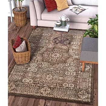 Well Woven Camila Medallion Brown Distressed Traditional Vintage Persian Floral Oriental Area Rug 5x7 (5'3