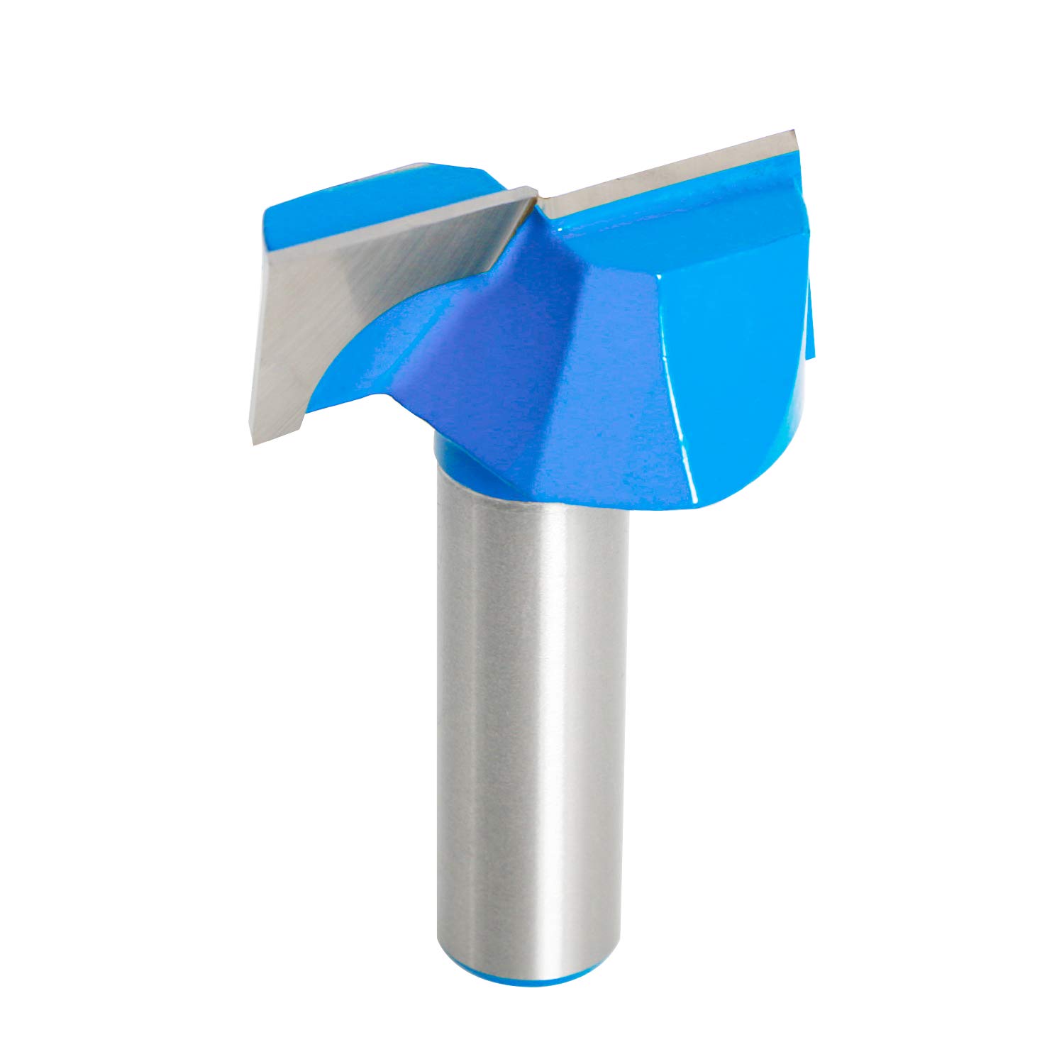 Aopin 1-1/2-Inch Dia Bottom Cleaning Router Bit 1/2-Inch Shank, Mortising Bit, Spoil Board Surfacing, Slab Flattening Woodworking Milling Cutter Carbide Tipped, Blue, Silver, 1Pcs