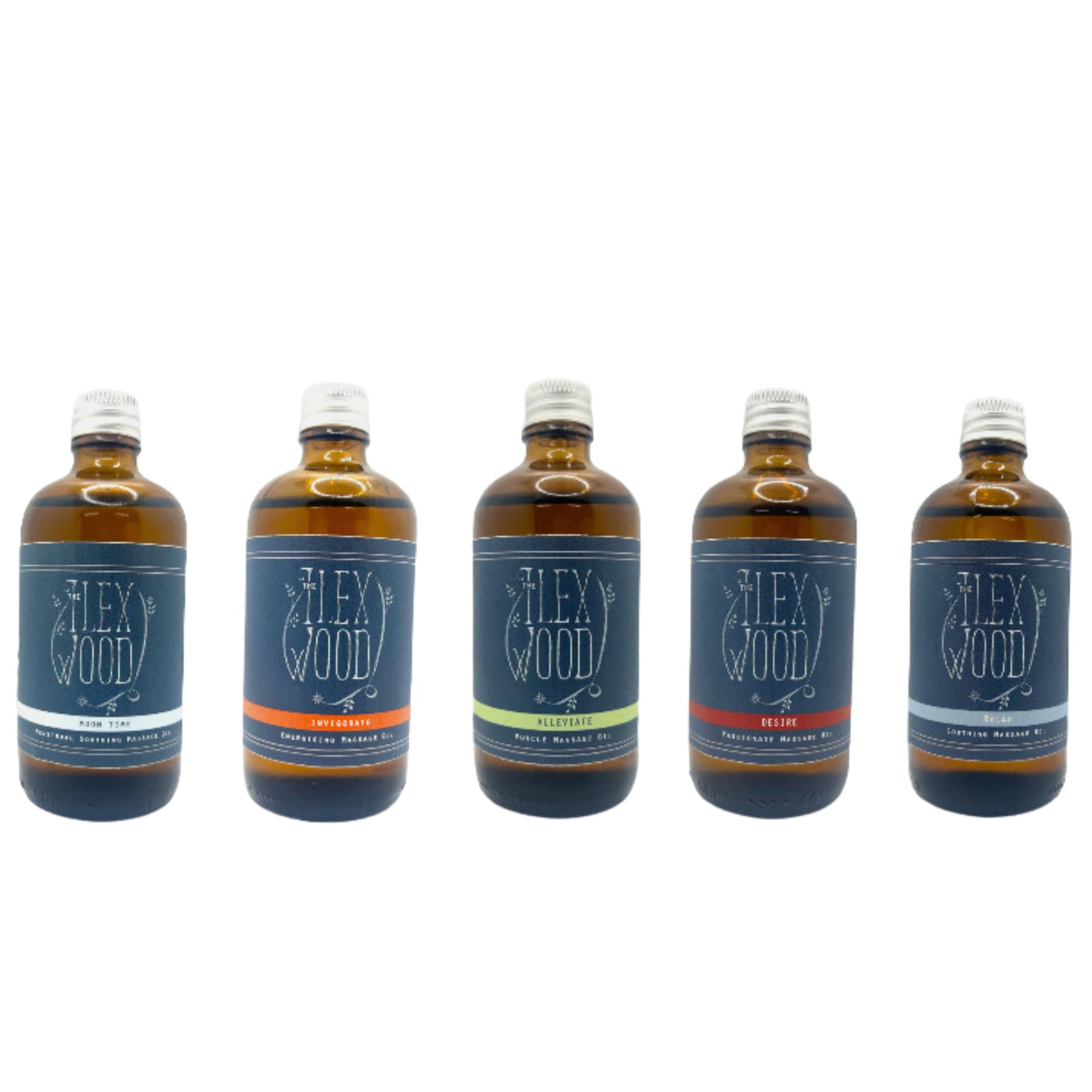 The Ilex Wood - Vegan Natural Spa Massage Oil Gift Set - 5 Different Types for Different Moods and Moments. Handmade in the UK