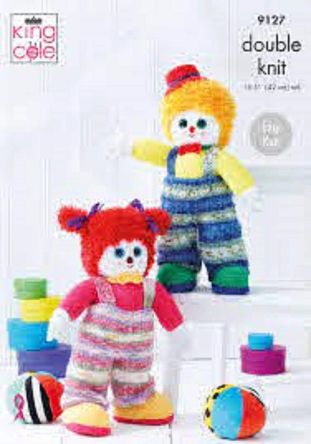 King Cole 9127 Knitting Pattern Splishy and Splashy Clowns Toys in DK