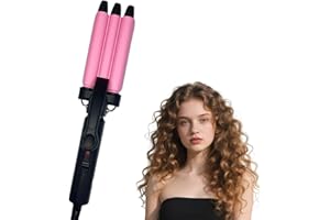 3 Barrel Mini Hair Waver, Ceramic Tourmaline Small Wave Curling Iron, Travel Wand for Short & Long Hair, Tight Crimped or Loo