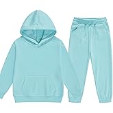 DHSPKN Girls Boys 2 Piece Tracksuit Athletic Sweatsuits Sets Hooded Sweatshirt and Jogger Sweatpants Clothing Sets for Kids