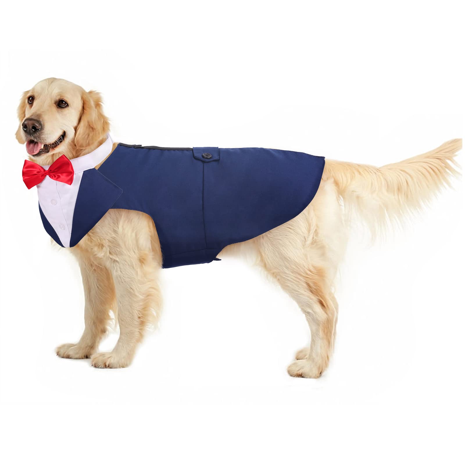 PUMYPOREITY Dog Tuxedo, Formal Dog Costume with Wedding Bandana, Blue, XXL